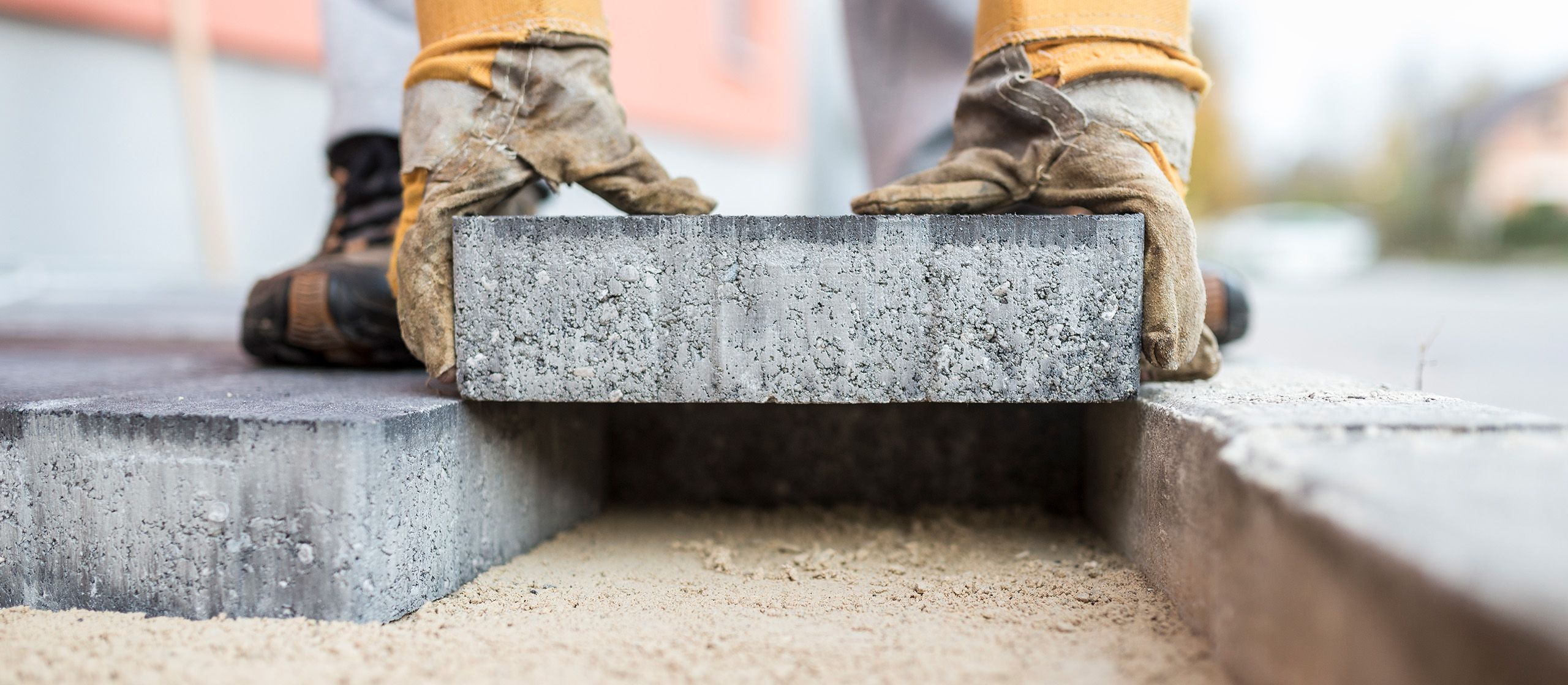 Paving stone is placed in a gap